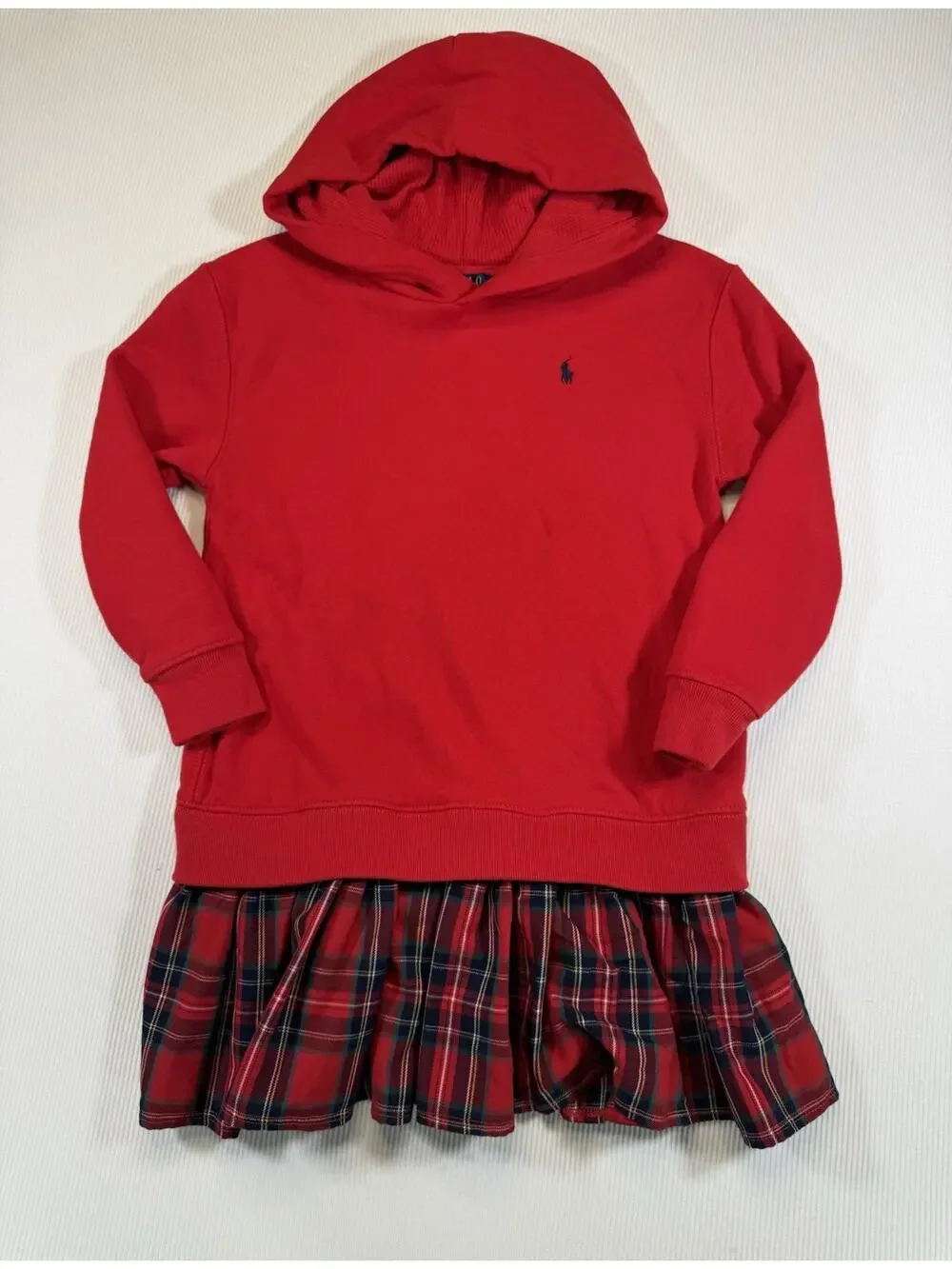 Ralph Lauren Red Long Sleeve Pullover Hoodie With Skirt (Size: YOUTH 6X)